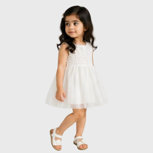 Baby Girl "Lace & Tulle" Sleeveless Frock - Pink