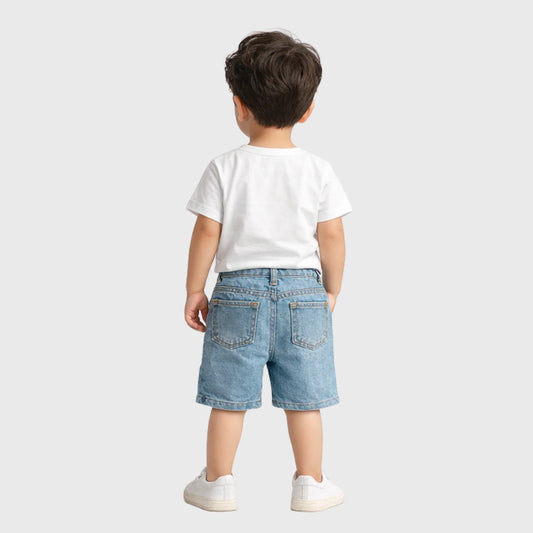 TinyTrend Adventure Denim Shorts with Fun Patches