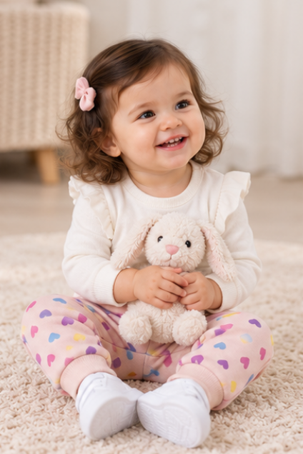 Pink Heart Print Jogger Pants for Toddlers