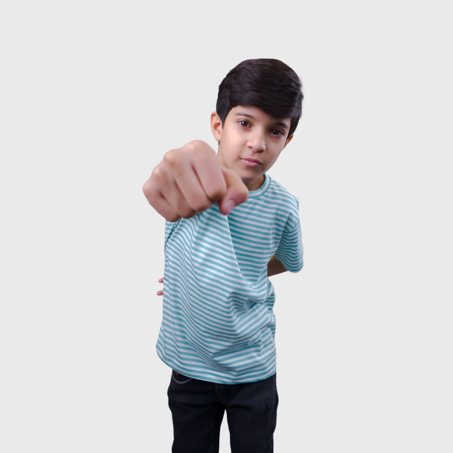 Sky Blue Cotton Striped T-Shirt | (Ages 2-14)