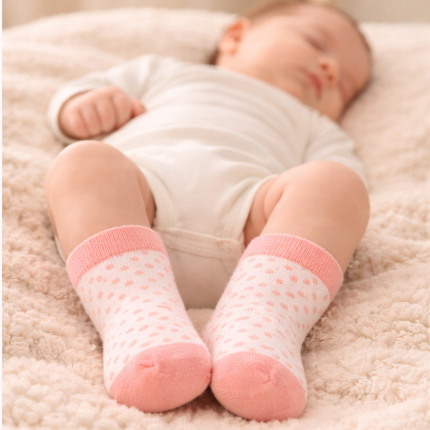 Polka Dot Baby Ankle Socks - Coral Pink