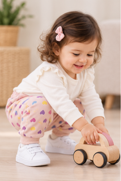 Pink Heart Print Jogger Pants for Toddlers