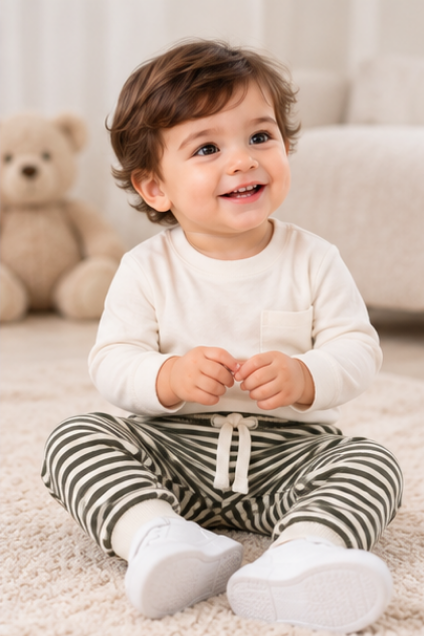 Olive Stripe Jogger Pants for Toddlers