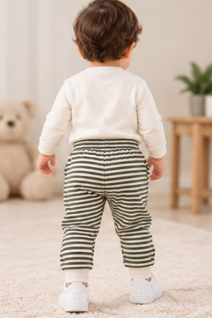 Olive Stripe Jogger Pants for Toddlers