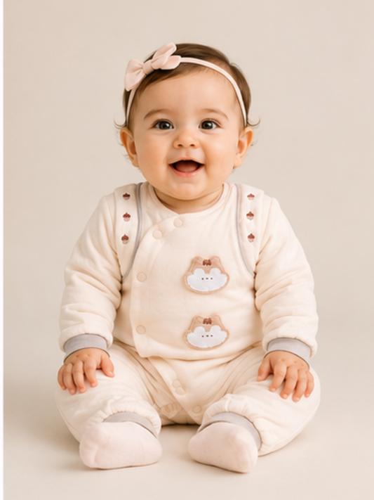 Cream Bunny Quilted Romper