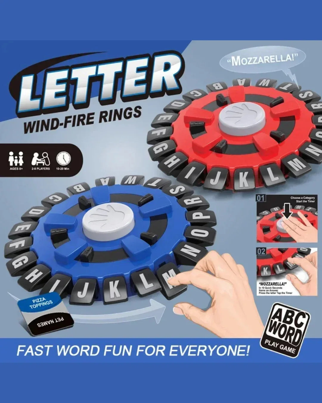 Wind-Fire Rings: LETTERS - The Fast-Paced Family Word Challenge!