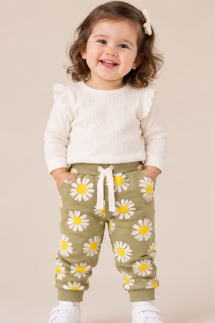 Daisy Print Jogger Pants for Toddlers