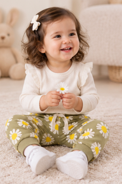 Daisy Print Jogger Pants for Toddlers