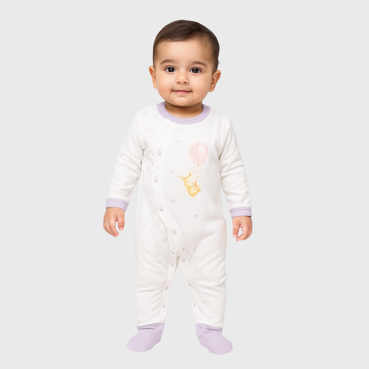 Beige & Grey Soft Cotton Baby Romper