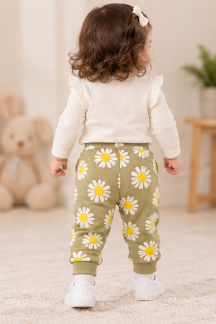 Daisy Print Jogger Pants for Toddlers