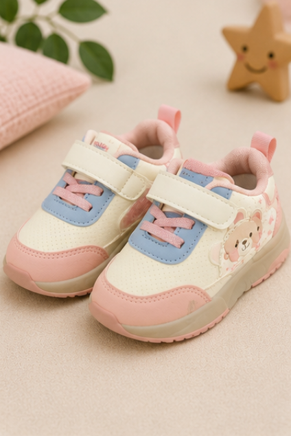 Kids’ Pink & Blue Bear Sneakers