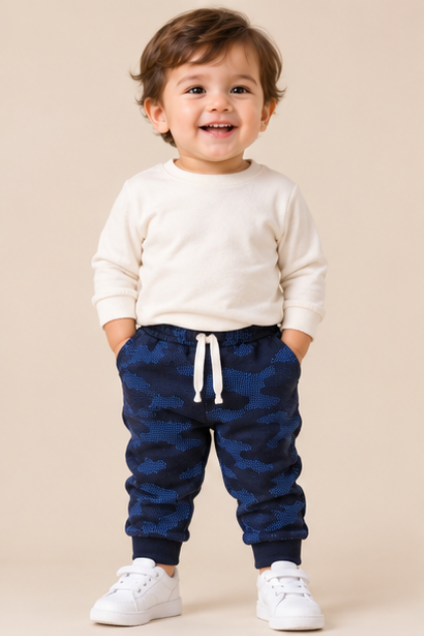 Navy Camo Print Jogger Pants for Toddlers