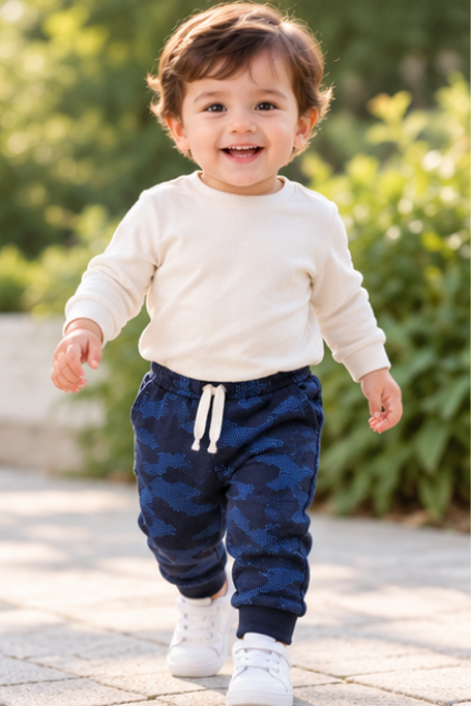 Navy Camo Print Jogger Pants for Toddlers