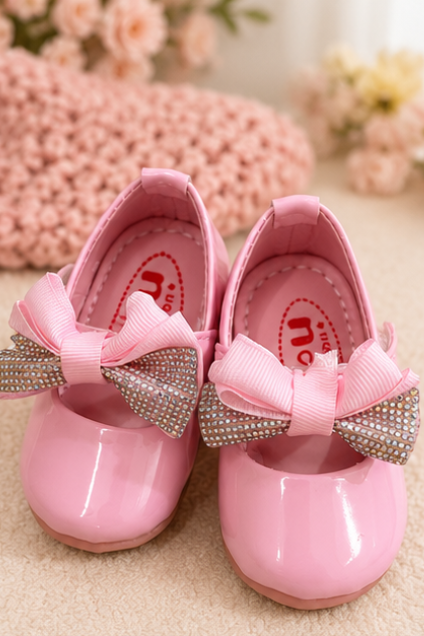 Girls’ Pink Bow Party Shoes