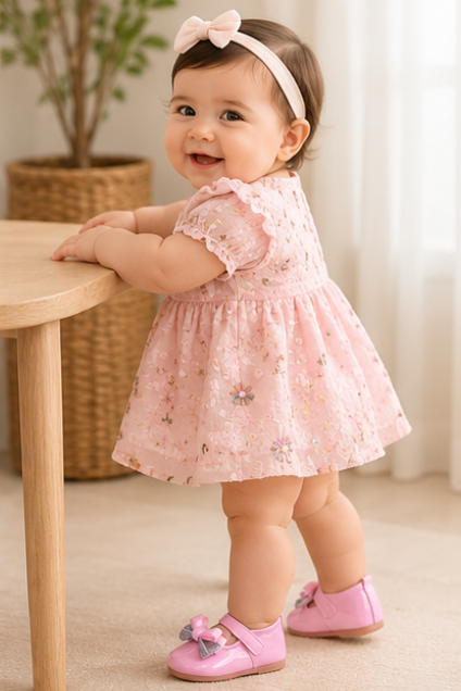 Girls’ Pink Bow Party Shoes