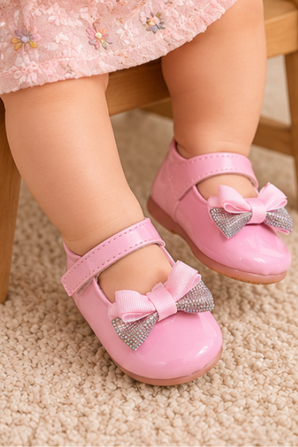 Girls’ Pink Bow Party Shoes