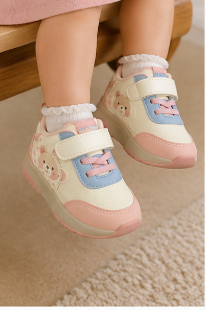 Kids’ Pink & Blue Bear Sneakers