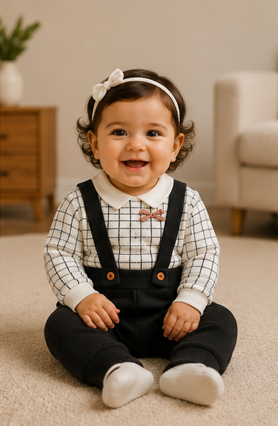 Dungaree Style Detachable Sweater with Black Romper
