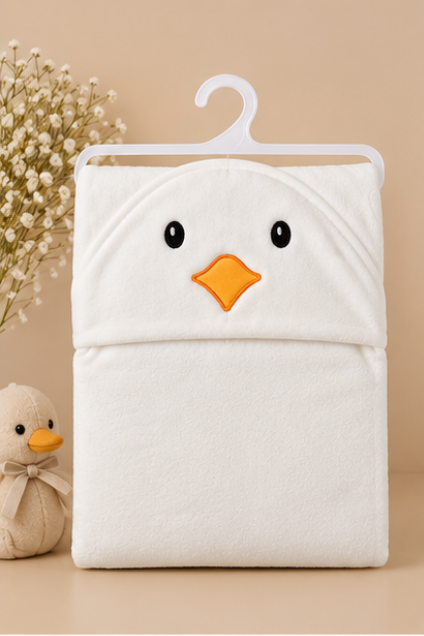 White Duck Hooded Baby Swaddle