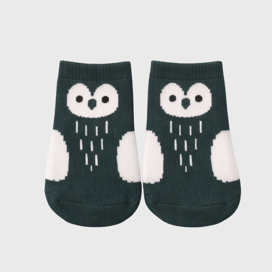 Forest Owl Baby Ankle Socks – Dark Teal