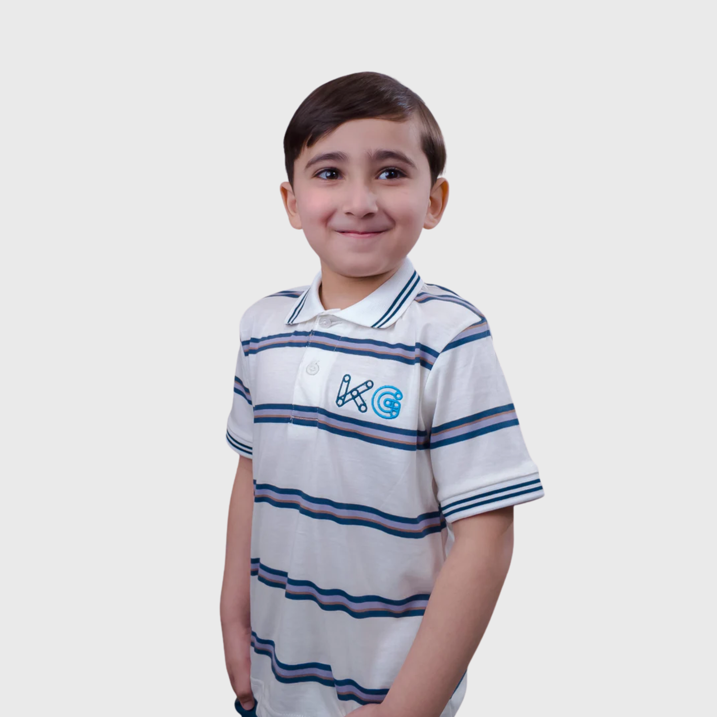 White Striped Polo Shirt | (Ages 2-14)