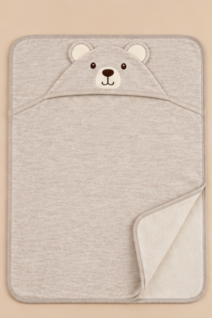 Beige Bear Hooded Baby Swaddle