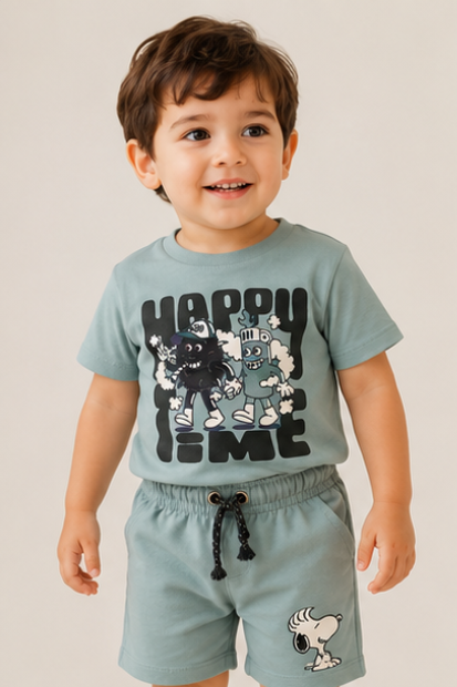 Unisex Graphic Shorts Set – Sage Green