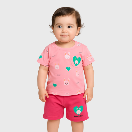 Pink Tee Shirt & Short Set  | (12M-6YRS)