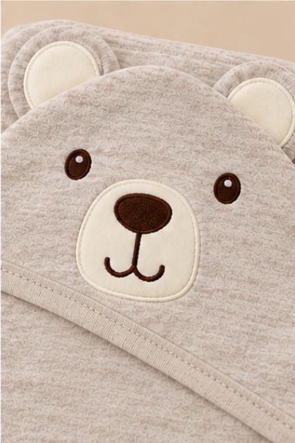Beige Bear Hooded Baby Swaddle
