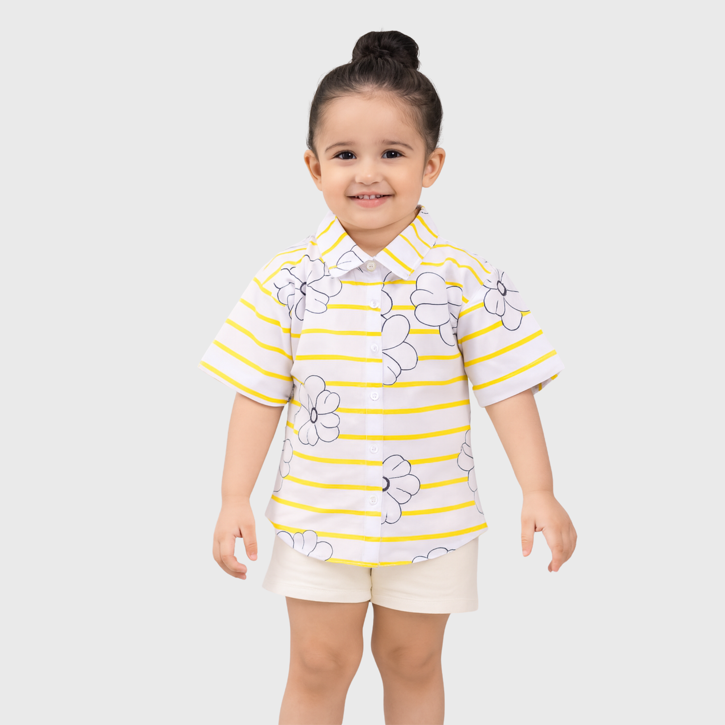 White And Yellow Button-Down Shirt | (6-14YRS)