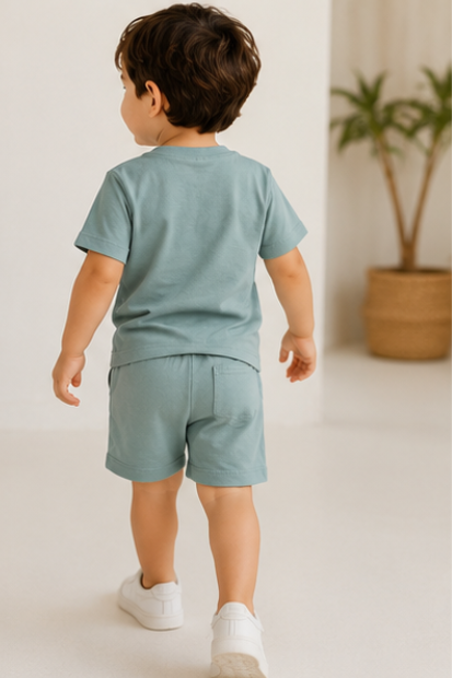 Unisex Graphic Shorts Set – Sage Green