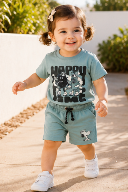 Unisex Graphic Shorts Set – Sage Green