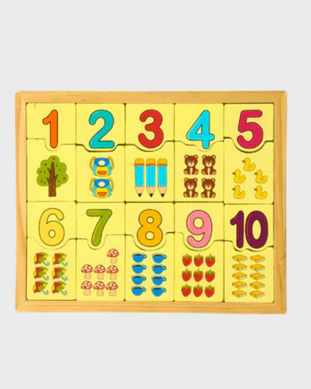 Wooden Numbers Counting Puzzle - Educational Math Learning Toy (1-10)