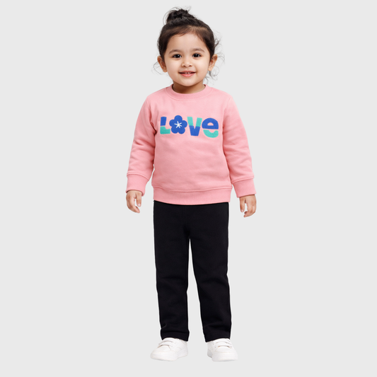 Little Girl Trouser Shirt set with Colorful Embroidery Print