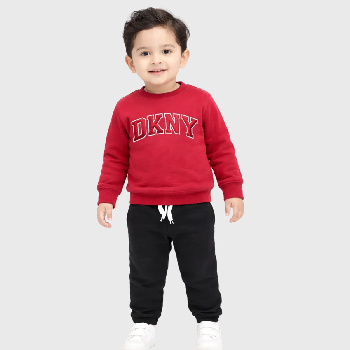 MM Boys Club Red Trouser Shirt Set with Bold Embroidered Graphic