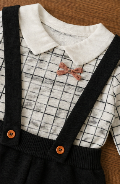 Dungaree Style Detachable Sweater with Black Romper