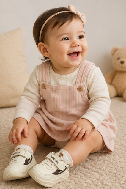 Kids’ Cream & Black Sporty Sneakers