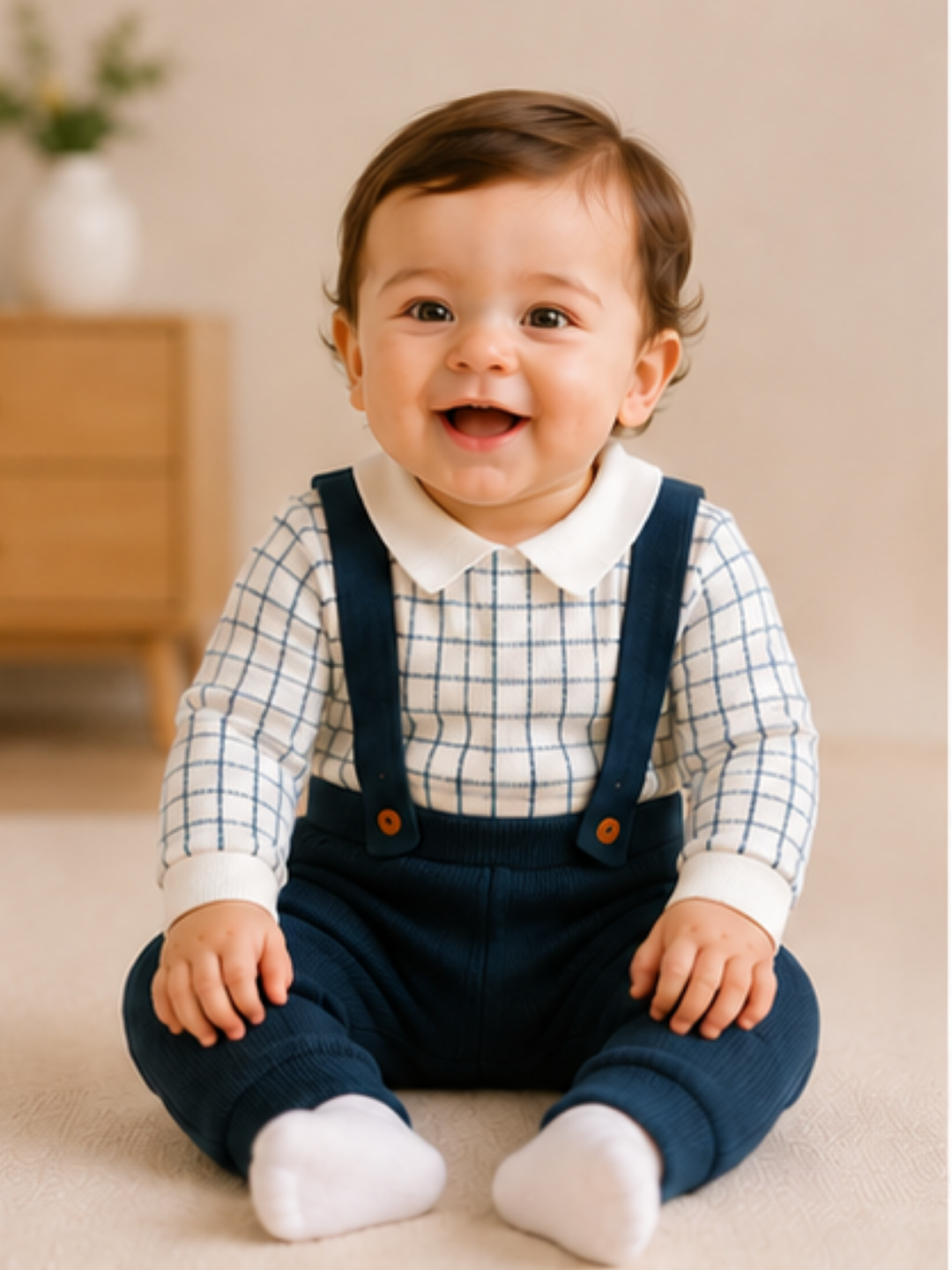 Dungaree Style Detachable Sweater with Green Romper