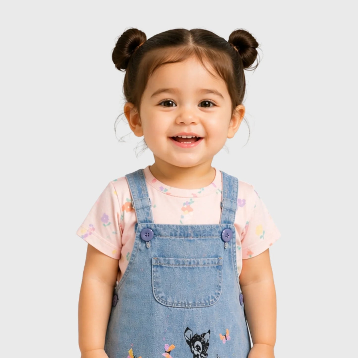 Mini Friends Denim Pinafore and Floral Tee Set