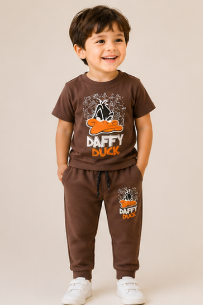 Unisex Graphic T-Shirt & Jogger Set – Brown