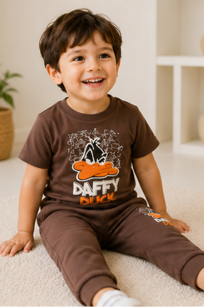 Unisex Graphic T-Shirt & Jogger Set – Brown