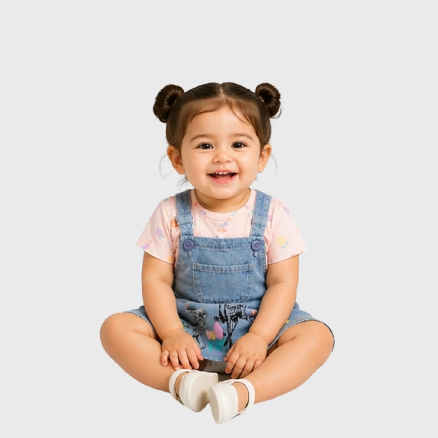 Mini Friends Denim Pinafore and Floral Tee Set