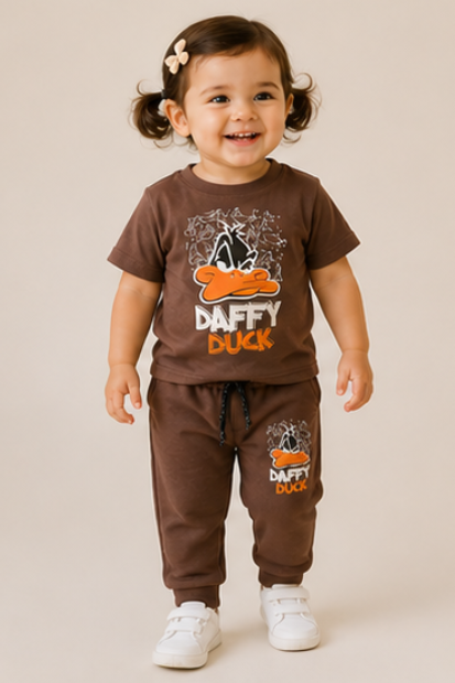 Unisex Graphic T-Shirt & Jogger Set – Brown