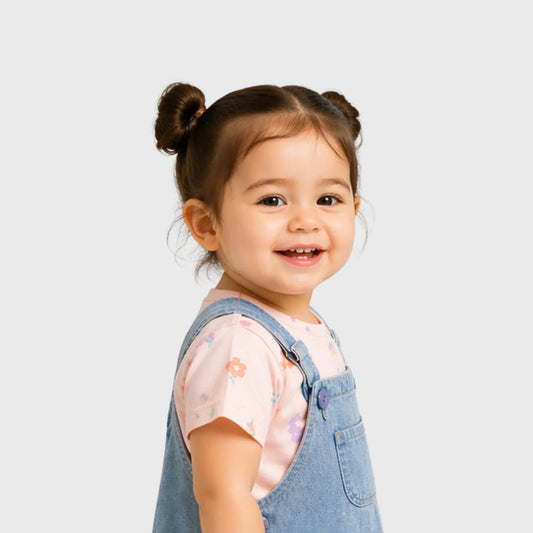 Mini Friends Denim Pinafore and Floral Tee Set