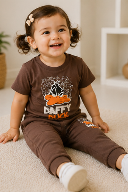 Unisex Graphic T-Shirt & Jogger Set – Brown
