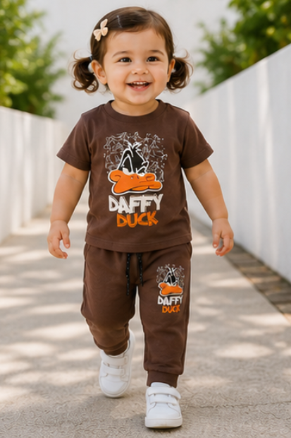 Unisex Graphic T-Shirt & Jogger Set – Brown