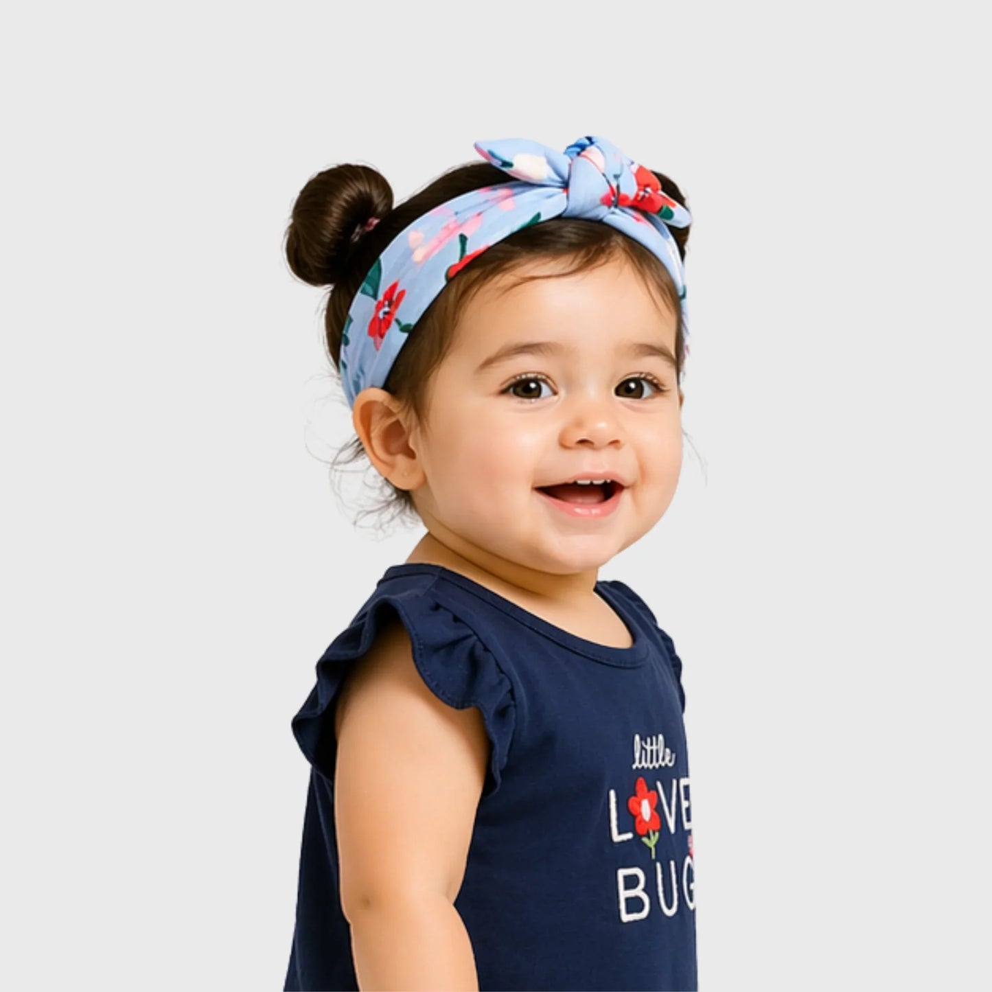 Mini Love Bug Flutter-Sleeve Tee, Floral Bloomers, and Headband Set Blue