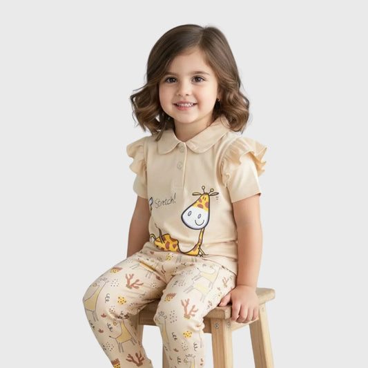 Toddler Girl’s Giraffe Ruffle Set