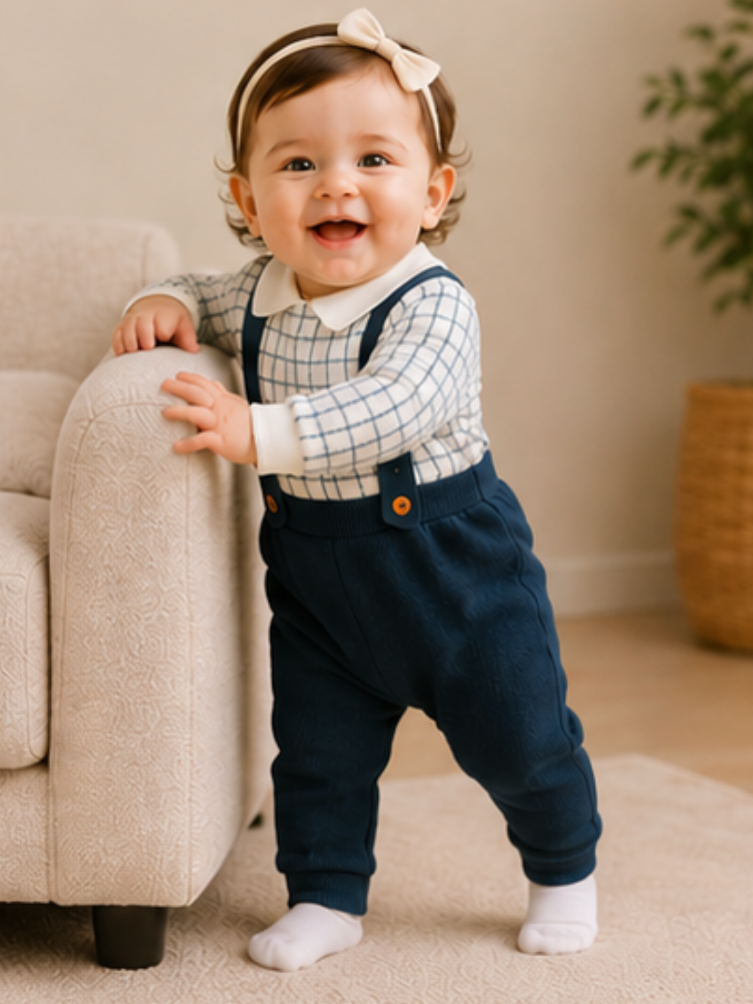 Dungaree Style Detachable Sweater with Green Romper