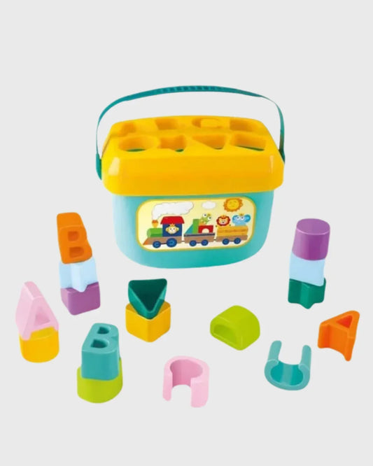 BABY'S FIRST BLOCKS - Safe & Portable Shape Sorter Bucket (16 Pcs)